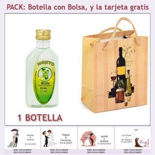 Botellita de Ron Mojito con bolsa “bodegón” y tarjeta
