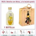 Botellita de Licor de Crema de Limón con bolsa “bodegón” y tarjeta