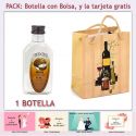 Botellita de Ron Coco con bolsa “bodegón” y tarjeta