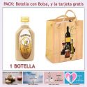Botellita de Licor Crema con bolsa “bodegón” y tarjeta