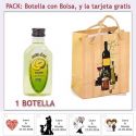 Botellita de Licor de Melón con bolsa “bodegón” y tarjeta