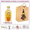 Botellita de Licor de Mandarina con bolsa “bodegón” y tarjeta