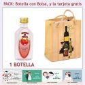 Botellita de Ginebra de Fresa con bolsa “bodegón” y tarjeta