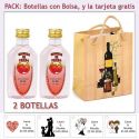 2 Botellitas de Ginebra de Fresa con bolsa “bodegón” y tarjeta