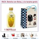 Botellita de Licor de Crema de Plátano con bolsa “charlestón” y tarjeta