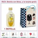 Botellita de Licor de Crema de Limón con bolsa “charlestón” y tarjeta