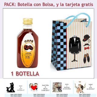 Botellita de Licor de Café con bolsa “charlestón” y tarjeta