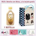 Botellita de Licor Crema con bolsa “charlestón” y tarjeta