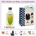 Botellita de Licor de Melón con bolsa “charlestón” y tarjeta