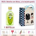 Botellita de Licor de Finas Hierbas con bolsa “charlestón” y tarjeta