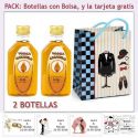 2 Botellitas de Vodka Caramelo con bolsa “charlestón” y tarjeta