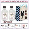 2 Botellitas de Ginebra Blanca con bolsa “charlestón” y tarjeta