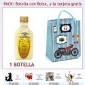 Botellita de Licor de Crema de Plátano con bolsa “con moto roja” y tarjeta