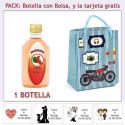Botellita de Pacharán con bolsa “con moto roja” y tarjeta