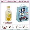 Botellita de Licor de Crema de Limón con bolsa “con moto roja” y tarjeta