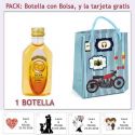 Botellita de Licor de Mandarina con bolsa “con moto roja” y tarjeta