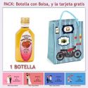 Botellita de Licor de Fresas con Chocolate con bolsa “con moto roja” y tarjeta
