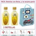 2 Botellitas de Licor de Crema de Plátano con bolsa “con moto roja” y tarjeta