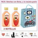 2 Botellitas de Pacharán con bolsa “con moto roja” y tarjeta
