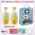 2 Botellitas de Licor de Crema de Limón con bolsa “con moto roja” y tarjeta