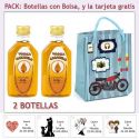 2 Botellitas de Vodka Caramelo con bolsa “con moto roja” y tarjeta