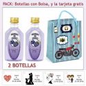 2 Botellitas de Ginebra de Mora con bolsa “con moto roja” y tarjeta