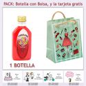 Botellita de Licor de Piruleta con bolsa “fashion con mujer” y tarjeta