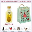 Botellita de Licor de Crema de Plátano con bolsa “fashion con mujer” y tarjeta