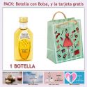Botellita de Ron Miel con bolsa “fashion con mujer” y tarjeta