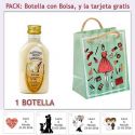 Botellita de Licor de Arroz con Leche con bolsa “fashion con mujer” y tarjeta
