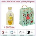 Botellita de Licor de Crema de Limón con bolsa “fashion con mujer” y tarjeta