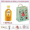 Botellita de Vodka Caramelo con bolsa “fashion con mujer” y tarjeta