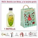 Botellita de Licor de Melón con bolsa “fashion con mujer” y tarjeta