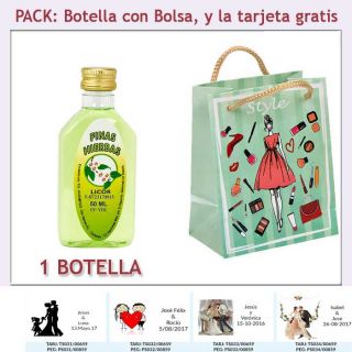 Botellita de Licor de Finas Hierbas con bolsa “fashion con mujer” y tarjeta
