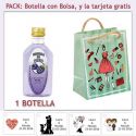 Botellita de Ginebra de Mora con bolsa “fashion con mujer” y tarjeta