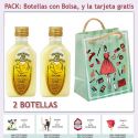 2 Botellitas de Licor de Crema de Plátano con bolsa “fashion con mujer” y tarjeta