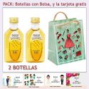 2 Botellitas de Ron Miel con bolsa “fashion con mujer” y tarjeta
