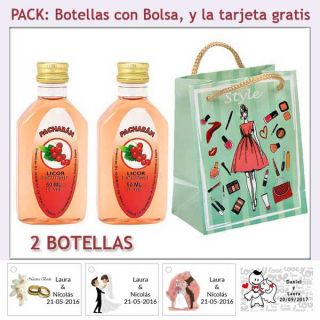 2 Botellitas de Pacharán con bolsa “fashion con mujer” y tarjeta