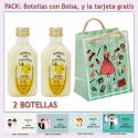 2 Botellitas de Licor de Crema de Limón con bolsa “fashion con mujer” y tarjeta