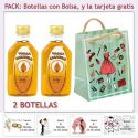 2 Botellitas de Vodka Caramelo con bolsa “fashion con mujer” y tarjeta
