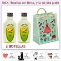 2 Botellitas de Licor de Melón con bolsa “fashion con mujer” y tarjeta