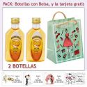 2 Botellitas de Licor de Mandarina con bolsa “fashion con mujer” y tarjeta