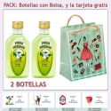 2 Botellitas de Licor de Finas Hierbas con bolsa “fashion con mujer” y tarjeta