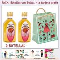 2 Botellitas de Licor de Fresas con Chocolate con bolsa “fashion con mujer” y tarjeta