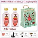2 Botellitas de Ginebra de Fresa con bolsa “fashion con mujer” y tarjeta
