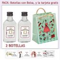 2 Botellitas de Ginebra Blanca con bolsa “fashion con mujer” y tarjeta