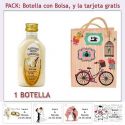 Botellita de Licor de Arroz con Leche con bolsa “fashion con bicicleta” y tarjeta
