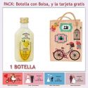 Botellita de Licor de Crema de Limón con bolsa “fashion con bicicleta” y tarjeta
