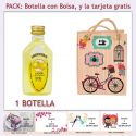 Botellita de Limoncielo con bolsa “fashion con bicicleta” y tarjeta
