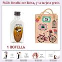Botellita de Ron Coco con bolsa “fashion con bicicleta” y tarjeta